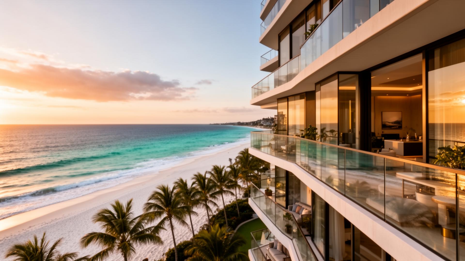 Luxury Gold Coast beachfront apartment at sunset